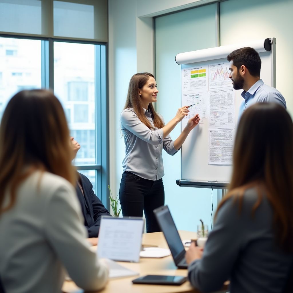 Equipo trabajando en planificación estratégica