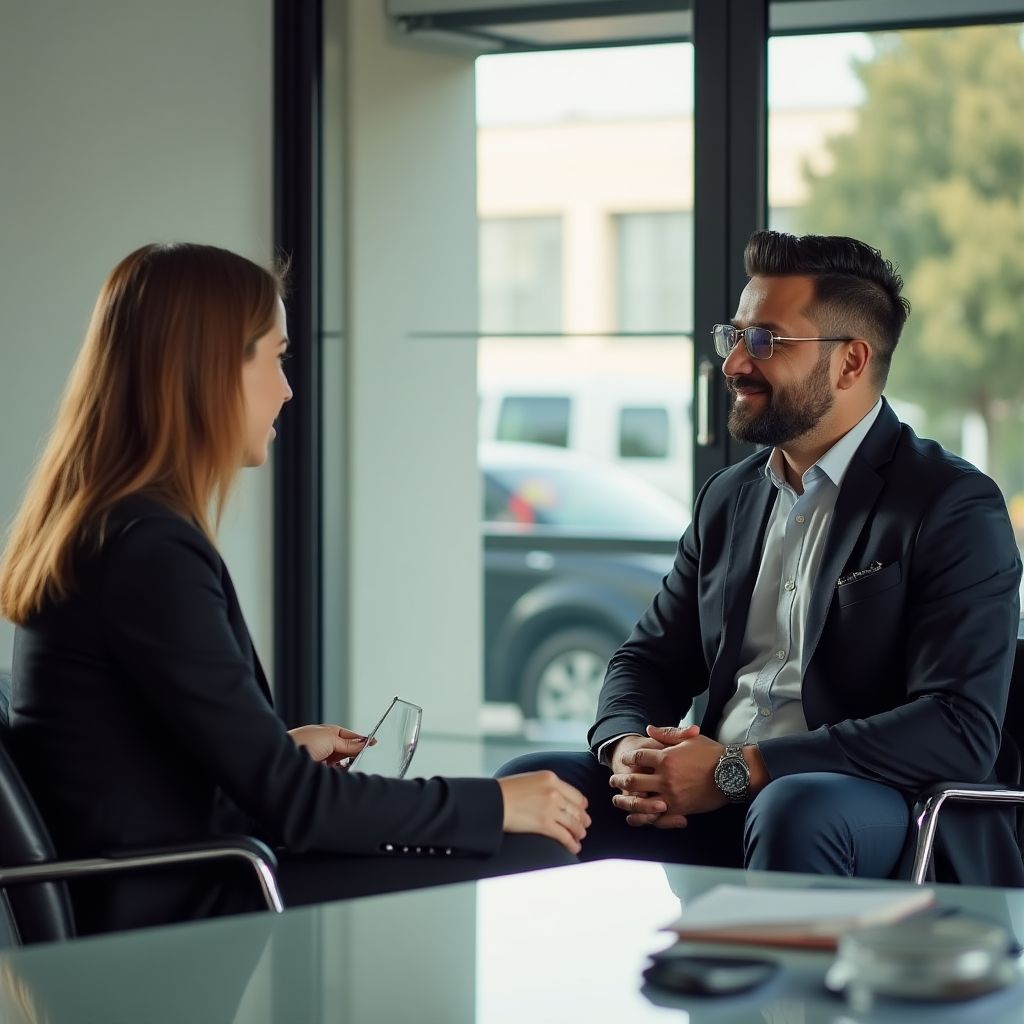 Sesión de consultoría con cliente empresarial